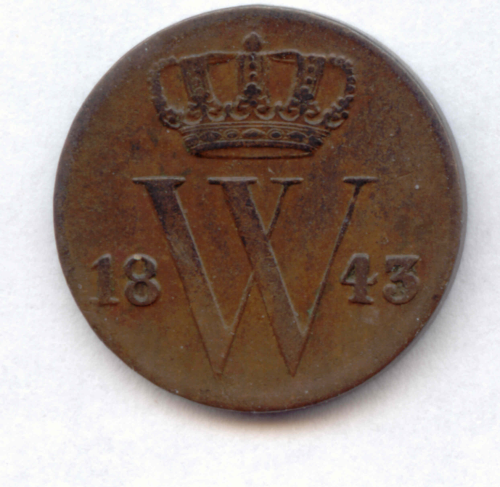 Wilhelm II., 1840-1849: ½ Cent 1843. KM 68