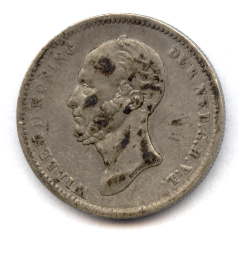 Wilhelm II., 1840-1849: 25 Cents 1848. KM 76