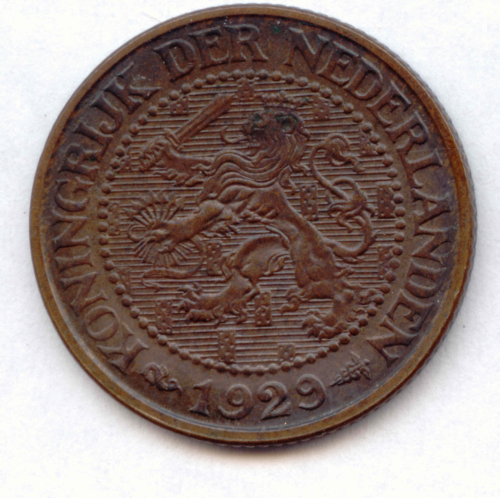 Wilhelmina, 1890-1948: 2½ Cents 1929. KM 134