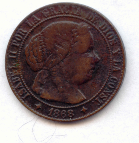 Isabella II., 1833-1843-1868: ½ Centimo 1868
