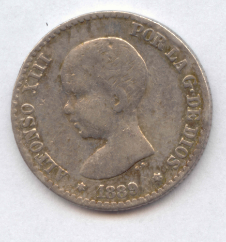 Alfons XIII., 1886-1931: 50 Centimos 1889