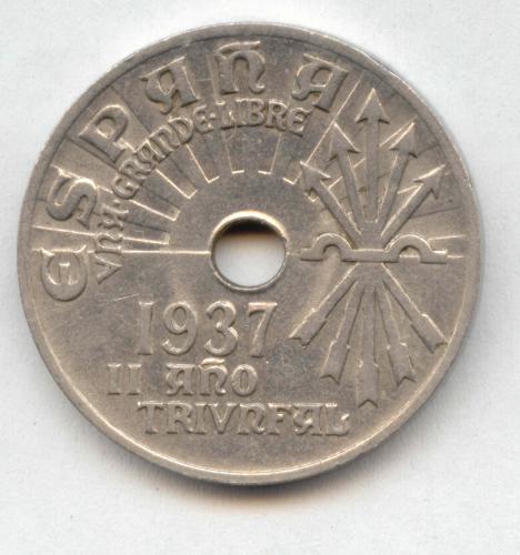 2. Republik u. Bürgerkrieg, 1931-1939: 25 Centimos 1937