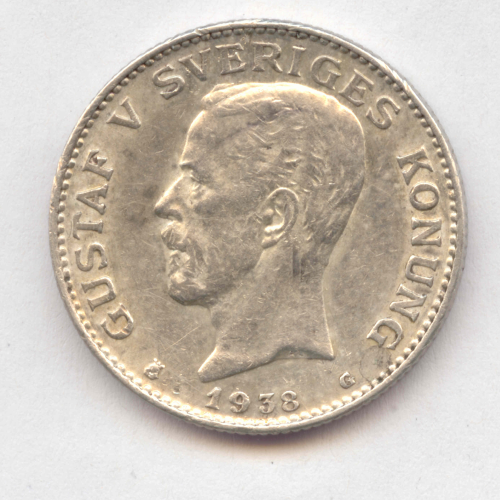 Gustav V., 1907-1950: 1 Krona 1938 G