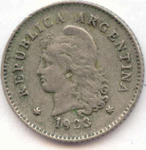 Argentinien: 10 Centavos 1923. KM 35
