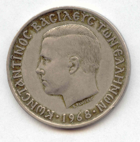 Konstantin II., 1964-1973: 10 Drachmen 1968