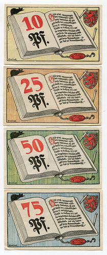 BRAUNSCHWEIG, Volksbibliothek & Lesestuben: 10, 25, 50, 75 Pf 1921