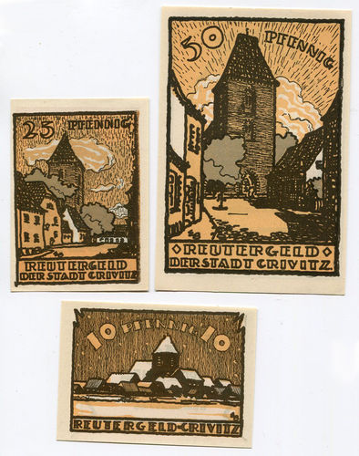 CRIVITZ, Stadt, 10, 25, 50 Pf o. Dat. - 31.5.1922