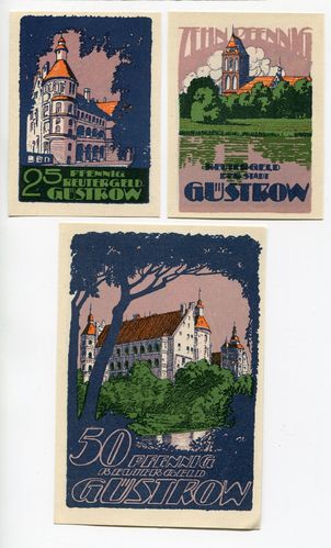 GÜSTROW, Stadt: 10, 25, 50 Pf o. Dat. - 31.5.1922
