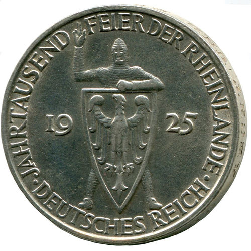 J. 321: 3 RM 1925 D 1.000 Jahre Rheinlande. vz/vz-
