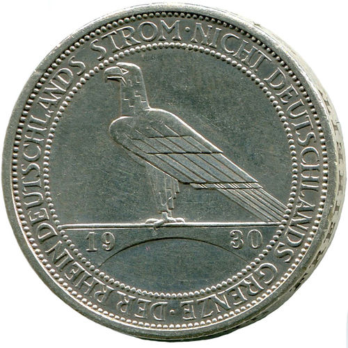 J. 345: 3 RM 1930 F Rheinlandräumung. minim. Rdf., vz/vz+