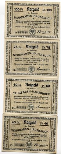 NEUGRABEN-HAUSBRUCH, Gemeinde: 40, 60, 75, 100 Pf 15.8.-31.12.1922