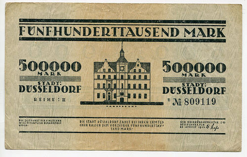 DÜSSELDORF, Stadt: 500 Tsd. 15.8.1923