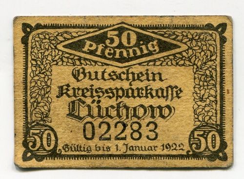 LÜCHOW, Kreissparkasse: 50 Pf o. Dat. - 1.1.1920