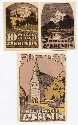ZARRENTHIN, Gemeinde: 10, 25, 50 Pf o. Dat. - 31.5.1922