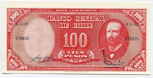 Chile: P-122: 100 Pesos (1960-61)