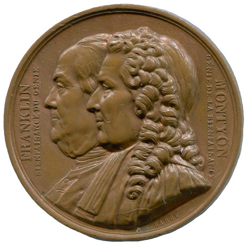 Baron de Montyon u. Benjamin Franklin, 1833