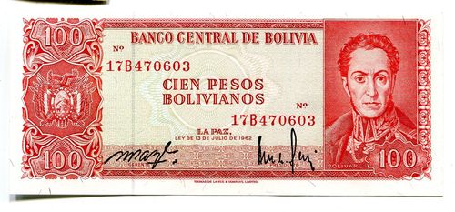 Bolivien: P-164b: 100 Pesos Bolivianos 1962