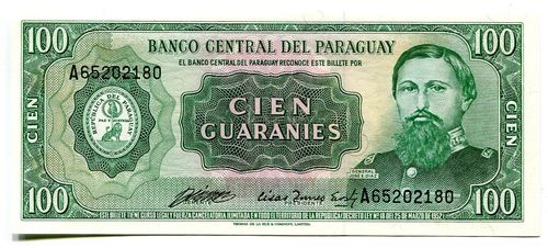 Paraguay: P-205: 100 Guaranies (1982) (verausgabt 1990)