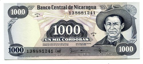 Nicaragua: P-145b: 1.000 Cordobas (1987)