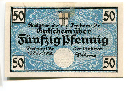 FREIBURG/BRSG., Stadt: 50 Pf 15.2.1919