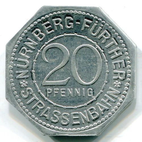 Nürnberg-Fürth: 20 Pf Straßenbahnmarke: Frauentor