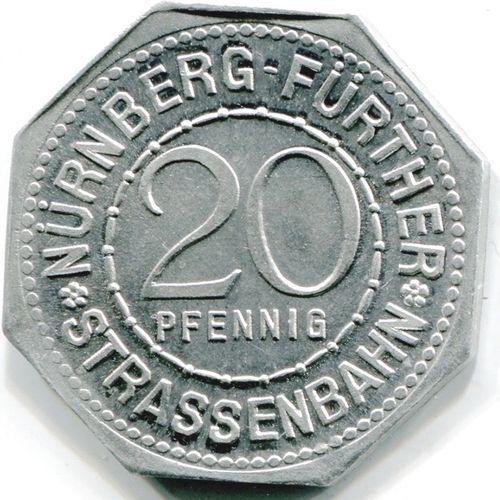 Nürnberg-Fürth: 20 Pf Straßenbahnmarke: Nassauer Haus