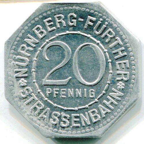 Nürnberg-Fürth: 20 Pf Straßenbahnmarke: Neutorzwinger