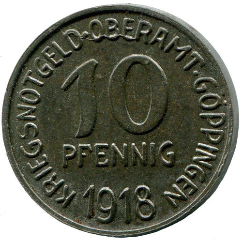 Göppingen (Württemberg), Oberamt: 10 Pf 1918.  F. 163.2