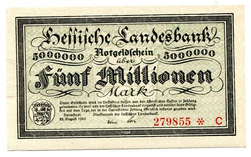 HESSEN, Landesbank: 5 Mio. Mark 22.8.1923